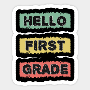 Hello First Grade Awesome Back to School  RETRO Gift for Kids and Teachers Sticker